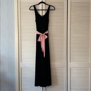 Vintage Ralph Lauren black long dress with ribbon.